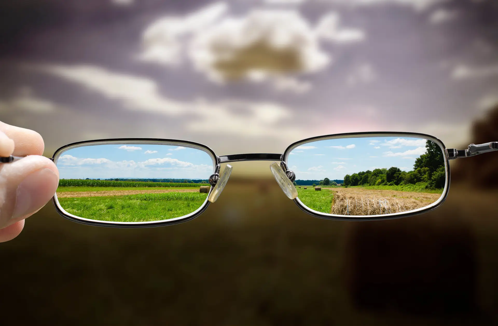 The lack of regulatory oversight and accountability represented by the visual of glasses that only make some of the background image clear.